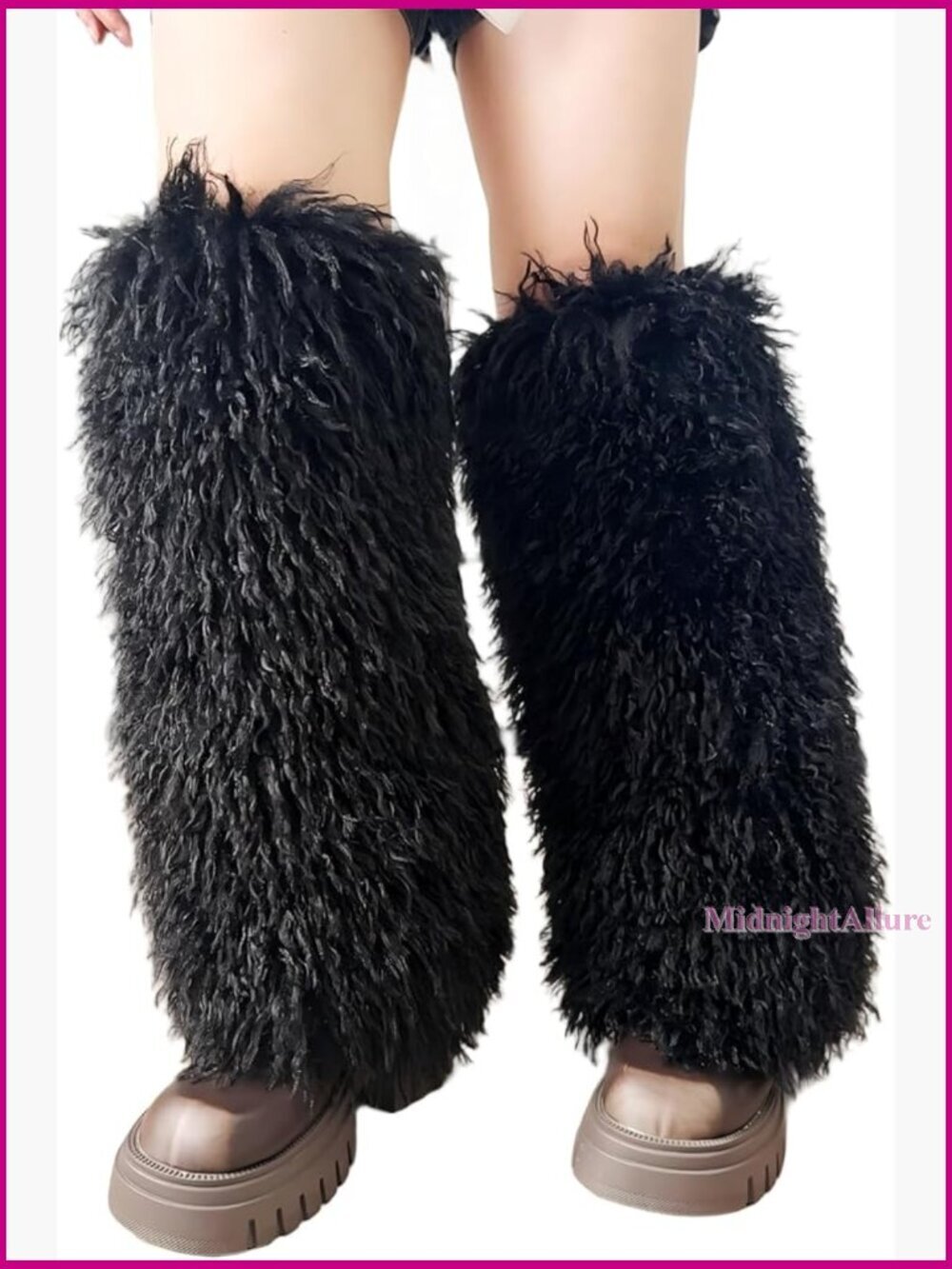 Large Fluffy Faux Mongolian Fur Leg Warmers Boot Covers Winter Accessory